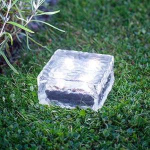 Solar Brick Light Frosted Glass Rock Brick Lamp Square Ice Cube RGB Landscape Lighting Path Solar Garden Lights