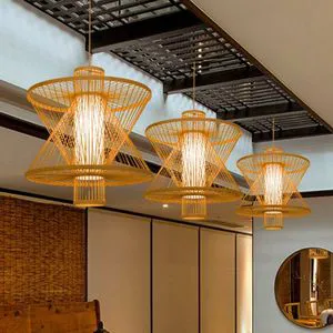 Handmade Bamboo Lamp From Vietnam Natural Eco-Friendly Home Decor with Warm Light Carved Flower Style for Hotel and Home Use