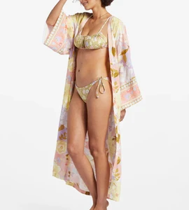 Custom Logo Rayon Kimono Beach Cover up Women Beachwear Swimsuit Cover Ups
