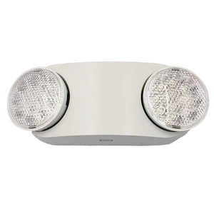Double-Headed Indoor Fire Emergency LED Light Test Button 2*1.2W ABS Plastic White IP30 Rated, LED Emergency Light for US & CA
