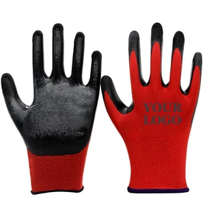 Safender CE Personal Hand Protection Latex Coating Red/Nylon Anti-Skid Wearable Waterproof Safety Gloves For Heavy Work