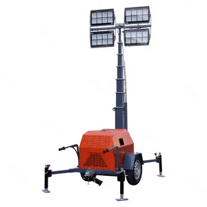 7m Telescopic Mobile High Mast Diesel Generator LED Light Tower Trailer Type High Stability Lighthouse for Sale