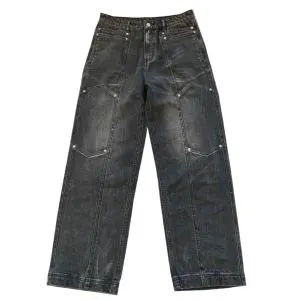 High Quality Custom Men's Jeans Casual Washing Rivet Loose Pants Jeans for Men