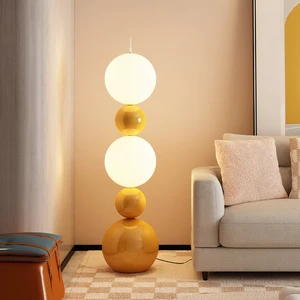 Globe Lamp Made in Metal or Resin Black and White Glass Acrylic Column Ball Floor Lamp Ball for Bedroom Living Decor
