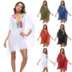 Latest 2020 Summer Beach Sarong Women Knitted Cover up Beachwear with Fringe