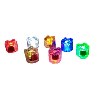 MOC Bricks Circular LED Light 2x2 Dot Luminous Transparent Accessories Plastic Multi Color Block Construction Toy for Kids
