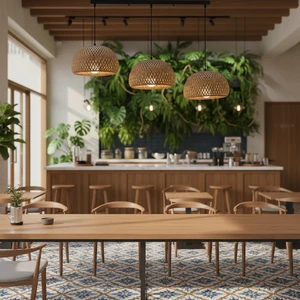 Chinese Bamboo Lantern Pendant Lamp with Natural Rattan Wicker Hand-Woven Lampshades Indoor Lighting Fixture for Room Decor