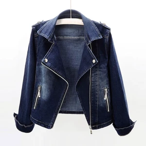 Women Winter Fur Collar Denim Jacket Women Loose Short Outerwear With Belt and Zipper Plus Size Women Denim Jacket