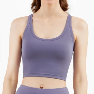 Women's Fitness Bra With Pad Open Back Cross-Over Sports Bra Nude Yoga Wear For Women Cross Back Yoga Bra Gym Clothes Gym Top