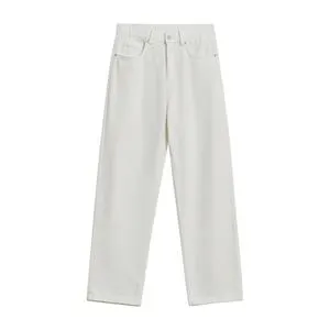 Men's White Denim Jeans Minimalist Straight Leg Casual Pants Urban Leisure Cotton Denim Trousers