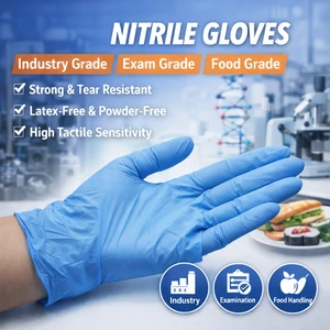 Disposable Nitrile Gloves Powder Free Latex Free Ozone Industrial Food Grade Safety Chemical Resistant Antibacterial
