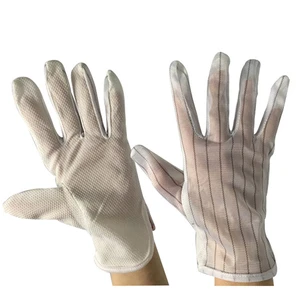 ALLESD Electrical Insepection Non-Slip White Color Cleanroom Antistatic ESD PVC Dotted Gloves