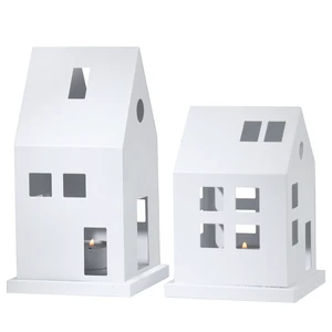 Electronic Lights Metal House Lantern Pendant Lights Shape Iron Christmas Holiday Lantern