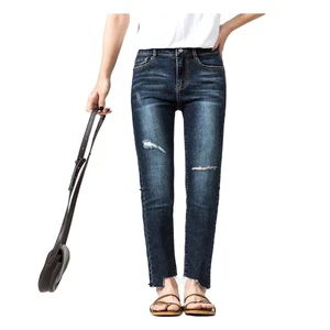 Women's Skinny Fit Streetwear Denim Jeans Pant with Eco-Friendly Breathable Spandex/Cotton Fabric Hole Detail