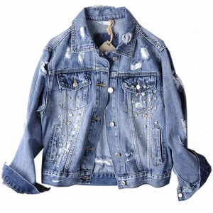 Hole Diamond Blue Jean Denim Jackets Women Women's Jackets & Coats Italian Jeans Brands
