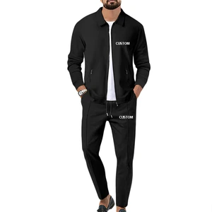 Print Custom Logo Casual Solid Fall Waffle Mens Jogger Set Workout 2 Piece Suit Designer Jacket Set Men's Fashion Tracksuit