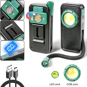 Gooseneck COB 800 Lumens Clip Pocket LED Flashlight Rechargeable Magnetic Work Lamp For Car Work Hunting Outdoors