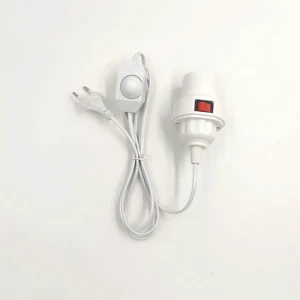 EU Round Socket + 301 Dimmer Switch + E27 Ceramic Lamp Holder + Push-button Switch Power Cord Cable Plug
