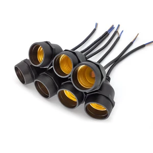 Outdoor Waterproof E27 E14 Lamp Socket With Cables Black Screw Light Socket for Breeding Farm