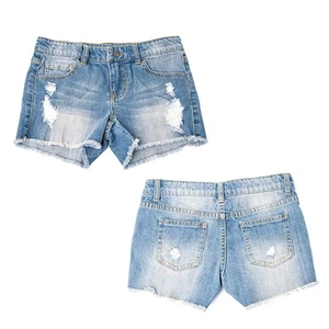 New Arrival Summer Casual Wear Button Regular Fit Breathable Quick Dry Women Distressed Jeans Shorts Cotton