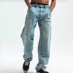 High Quality Vintage Ripped Men's Jeans Wash Distressed Trousers Casual Plus-size Comfortable Breathable Pants