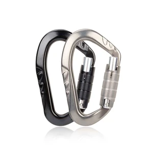 Heavy Duty Auto-Lock Aluminum Carabiner For Climbing Rappelling Mountaineer Twist Lock 25kn Large Climbing Carabiners