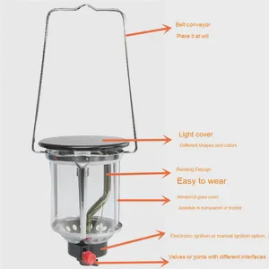 Custom High Quality Outdoor Camping LED Gas Lamp Liquefied LPG Lantern with Heating Lighting and Gas Cylinder Lantern