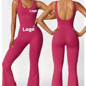 New Arrival Wholesale Fitness Sports Gym Workout Backless Workout One Piece Yoga Jumpsuit