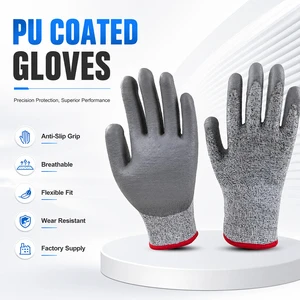 Safety Industrial Anti Cut Level 5 Proof Work Gloves Hppe Pu Coated Cutting Resistant Protective Gloves Anti Cut Gloves