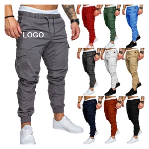 Fall Bottom Solid Color Pants Mens Jogging Wear Cotton Big Size Sport Pants Casual Trousers Pocket Men's Pants & Trouser