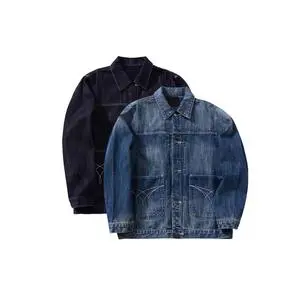 Wholesale OEM Men's Original 100% Cotton Denim Jacket Patchwork Striped Print Windproof Y2K Vintage Button Casual Fall Winter