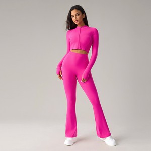 2 Piece Yoga Set Long Sleeve Top With High Waist Tummy Control Leggings Buttery Soft Activewear Butt Lifting Outfit Fitness yoga