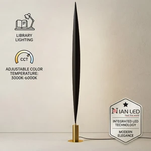 Modern Touch Control LED Floor Lamp 1800LM Black Standing Light For Living Room & Residential Decor