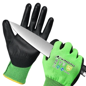 XINGYU HPPE Knitted Anti-cut Glove Level 4 PU Work Gloves Durable Maintenance Cut Resistant High Level Industrial Safety Gloves