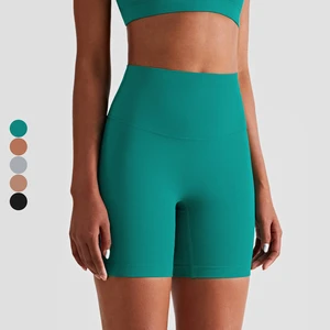 Custom Logo Breathable Women Butt Lifting High Waist 5 Inch Workout Shorts Summer Hot Gym Fitness Women Tight Yoga Biker Shorts