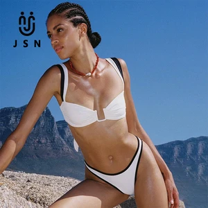 JSN Bikini Manufacturer Custom Swimwear Beachwear Bathing Suits Sexy Low Waist Swimsuit Women White Push up Bikini Set
