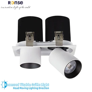 RONSE China Manufacturers 15W 25W Grille Light Bedroom Office Ip20 360 Degree Rotatable Cob Recessed Dimmable Led Grille Light