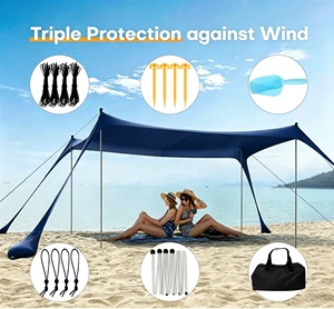 Easy Setup Beach Shelter Bungee Cords Sandbag Anchor Summer Holiday Gear Beach Sunshade Tent