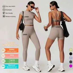 Most Popular High Elastic Activewear Set Girls Quick Dry Breathable Fitness Sport Gym Wear Push up Brush Yoga Set Women