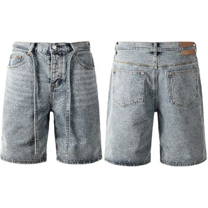 High Quality Jeans Shorts Men's Summer Stretch Denim Pants Rhinestone Short Jeans Hommes