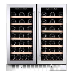 Vinopro Customized Design 176L Commercial Wine Cellar Fridge 74 Bottles LED Light Wine Cooler Stainless Steel