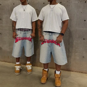 Custom Streetwear Jorts Jeans High Quality Vintage Double Waist Baggy Denim Shorts For Men