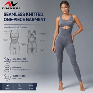 Wholesale Seamless Yoga Jumpsuit With Underbust Cutout, Cross Back Straps And Quick Dry For Women's Gym And Fitness Training
