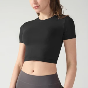 Women's Breathable Spandex Blend Fashionable Basic Crop Tops Summer Sports T-Shirt