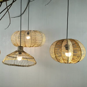Wholesale Bamboo Lamp Shade Handmade Lamp Shade Kitchen Dining Room Gold Bamboo Rattan