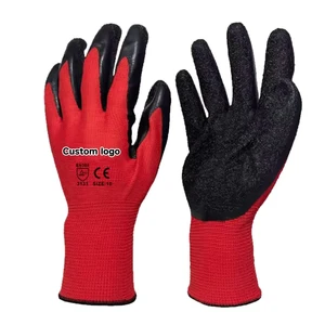 High Quality Heat Resistant Latex Dipped Wrinkle Safety Gloves for Gardening & Heavy Work