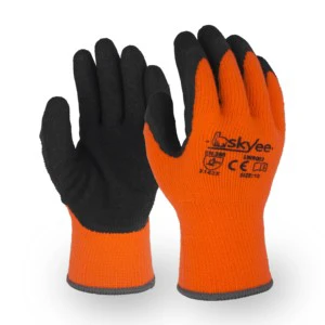 SKYEE Black Wrinkle Red Polyester Latex Coated Anti Slip Cut Resistant Industrial 10 Gauge Safety Working Gloves Production