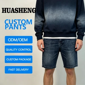 Customized Men's Breathable Casual Denim Shorts Distressed Light Wash Straight Mid Waist Jeans Man Denim Shorts