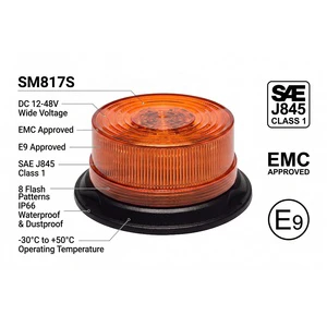 New Auto Lamp Car LED Vehicle Emergency Warning Rotating Beacon Lights Roof Mounted Rolling Signal Lights Amber Red-LED Strobe