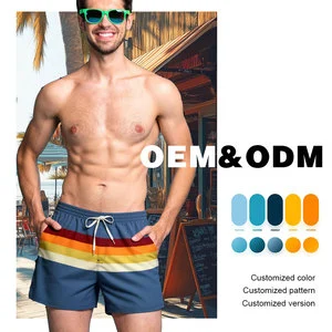 Custom Men's Retro Pigment Print Swim Shorts Vintage Trunks Quick Dry Mesh Lining Stone Wash Bathing Suit Plus Size Casual Style